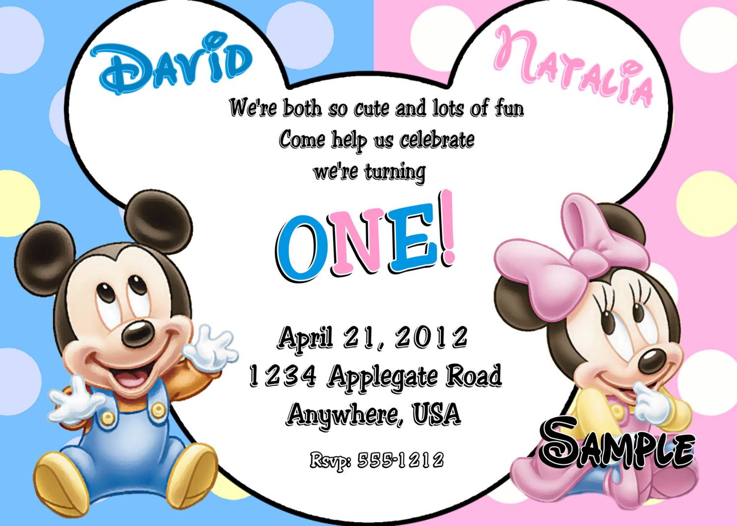 Baby Mickey Mouse & Baby Minnie Mouse Twins By Createphotocards4u