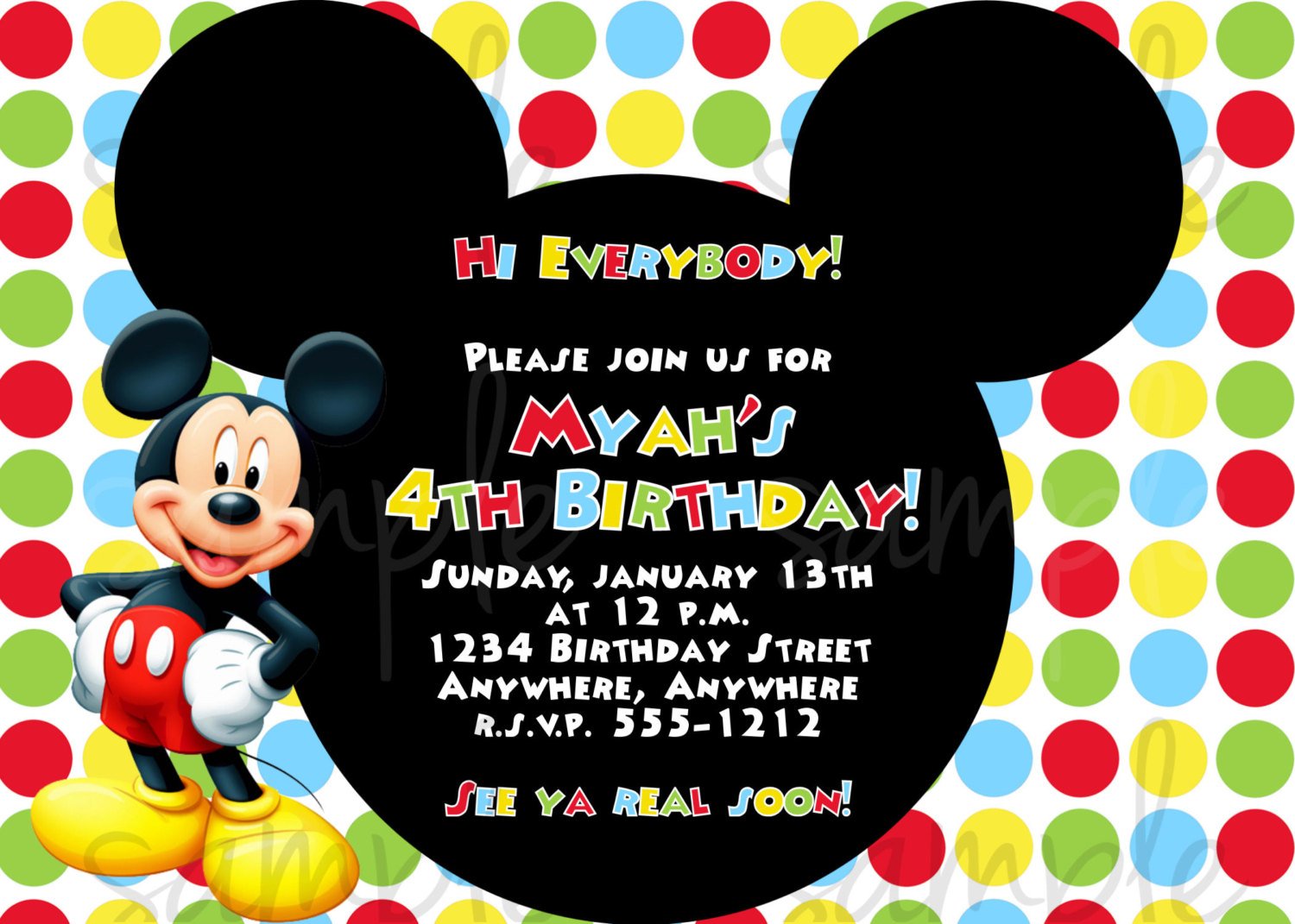 Free Printable Mickey Mouse Invitatons Birthday