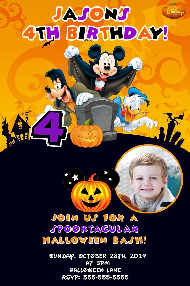 Halloween Birthday Invitations, Mickey Mouse Halloween And