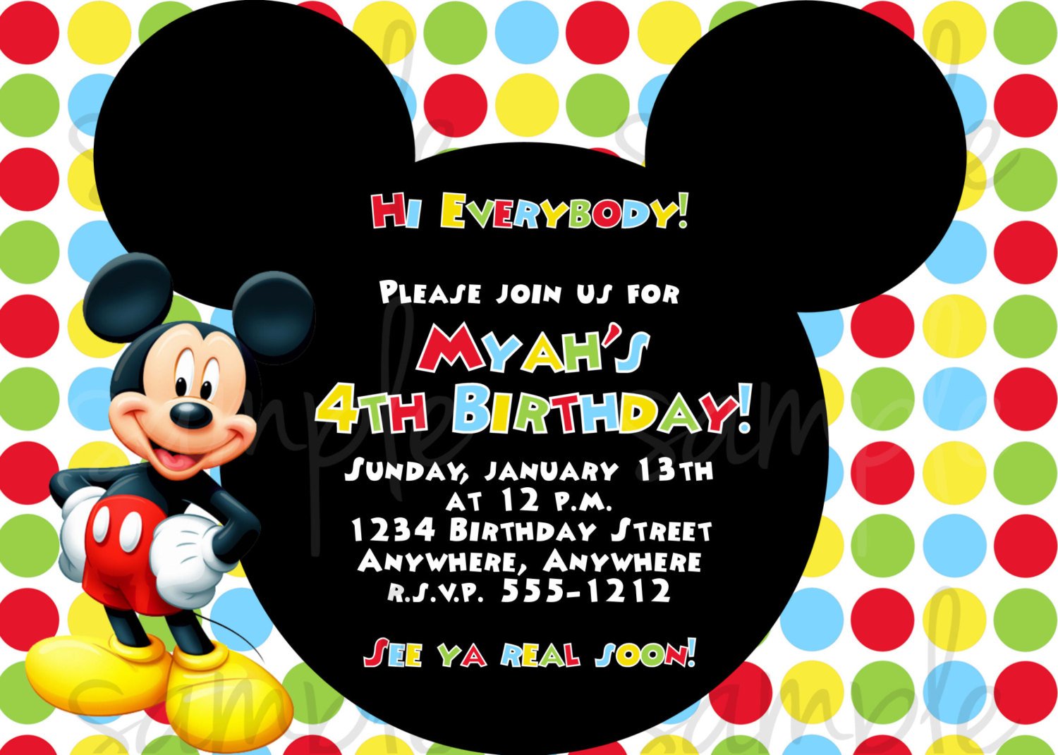 Mickey Mouse Invitation Card Cards Ideas With Mickey Mouse