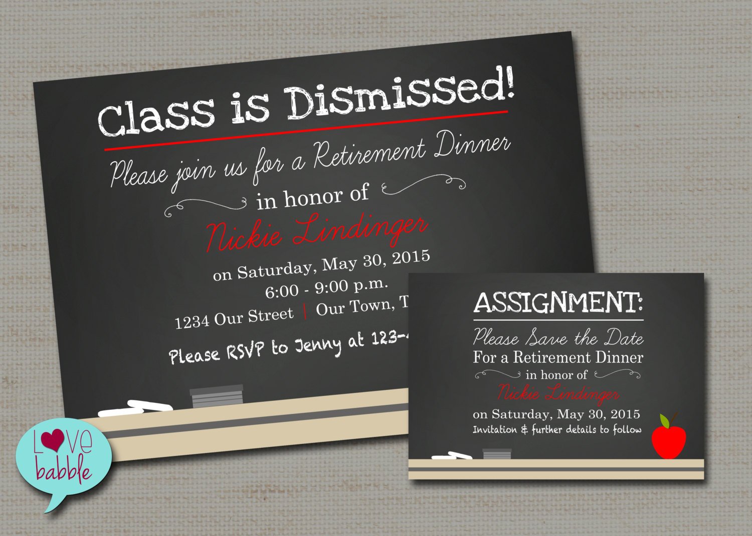 Chalkboard Teacher School Retirement Party Invitation Save