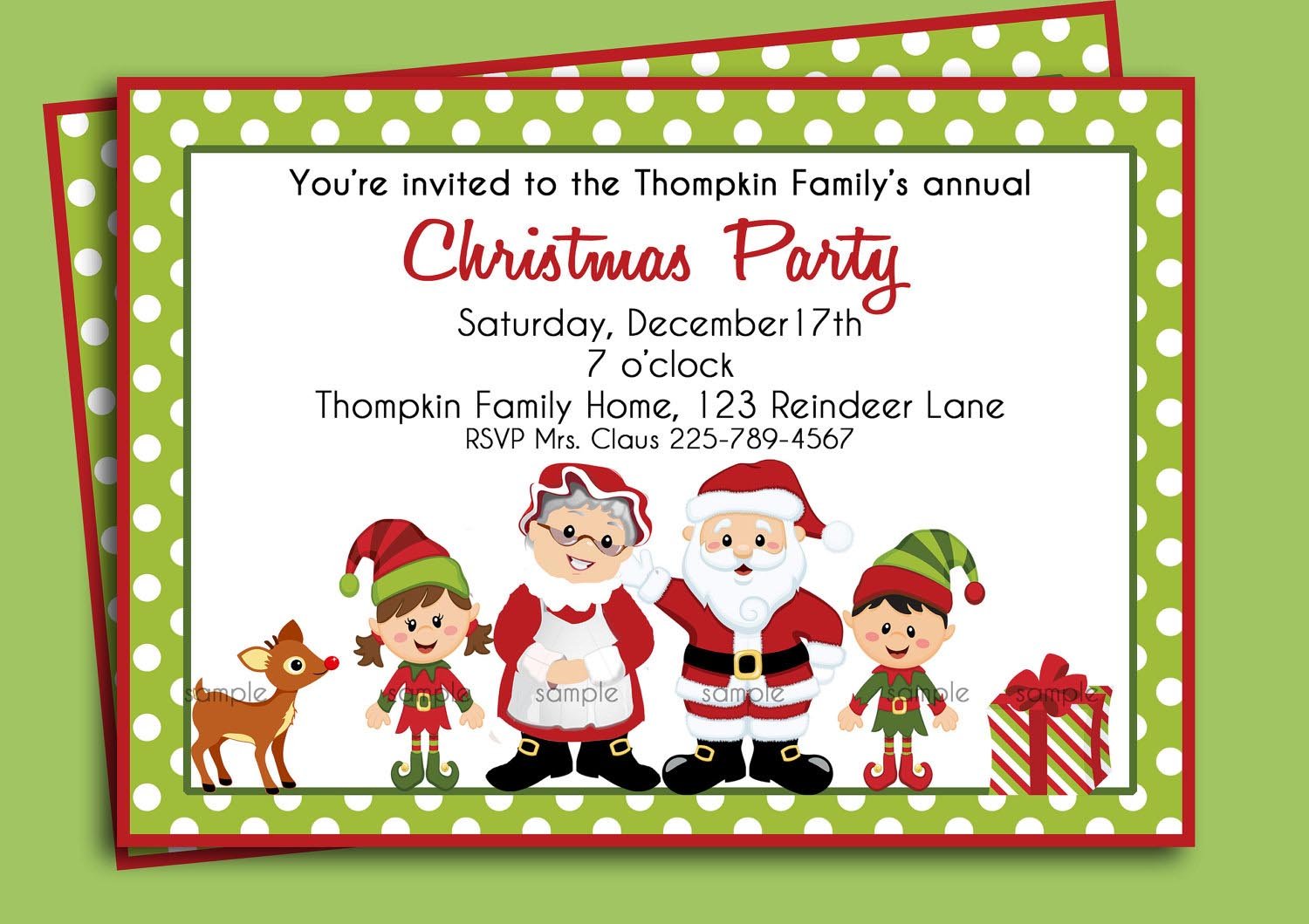 Christmas Themed Birthday Party Invitations