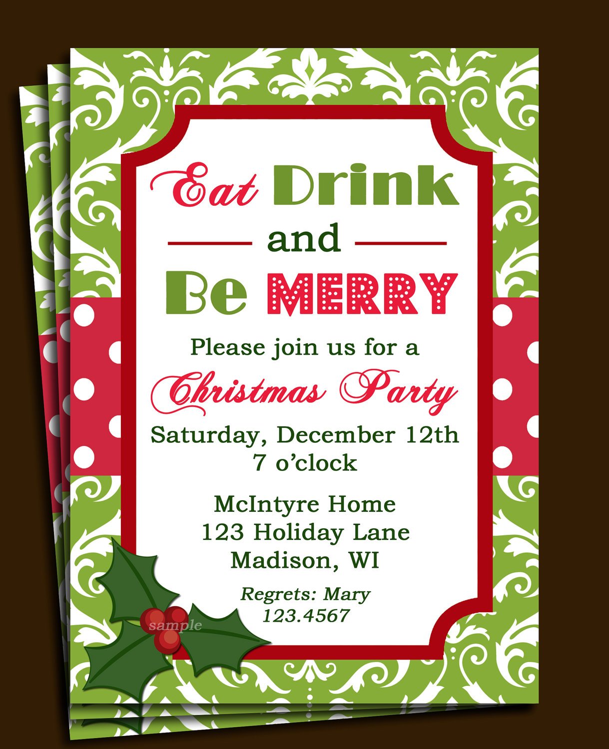 Elegant Christmas Party Invitations