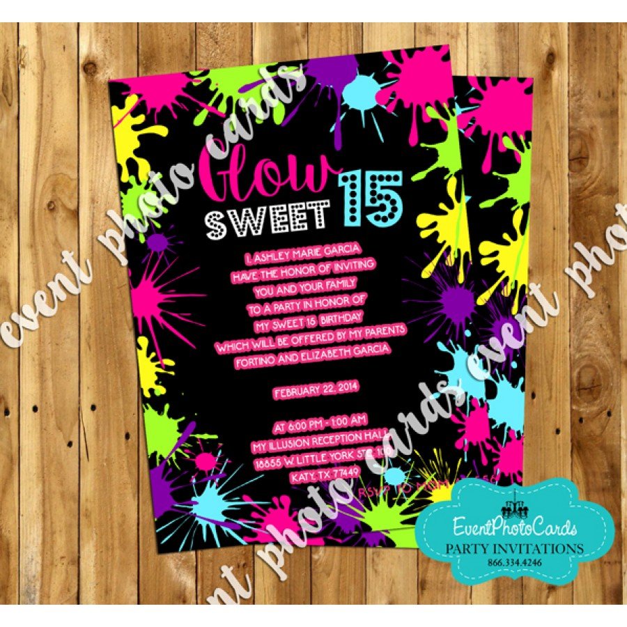 Neon Birthday Invitations