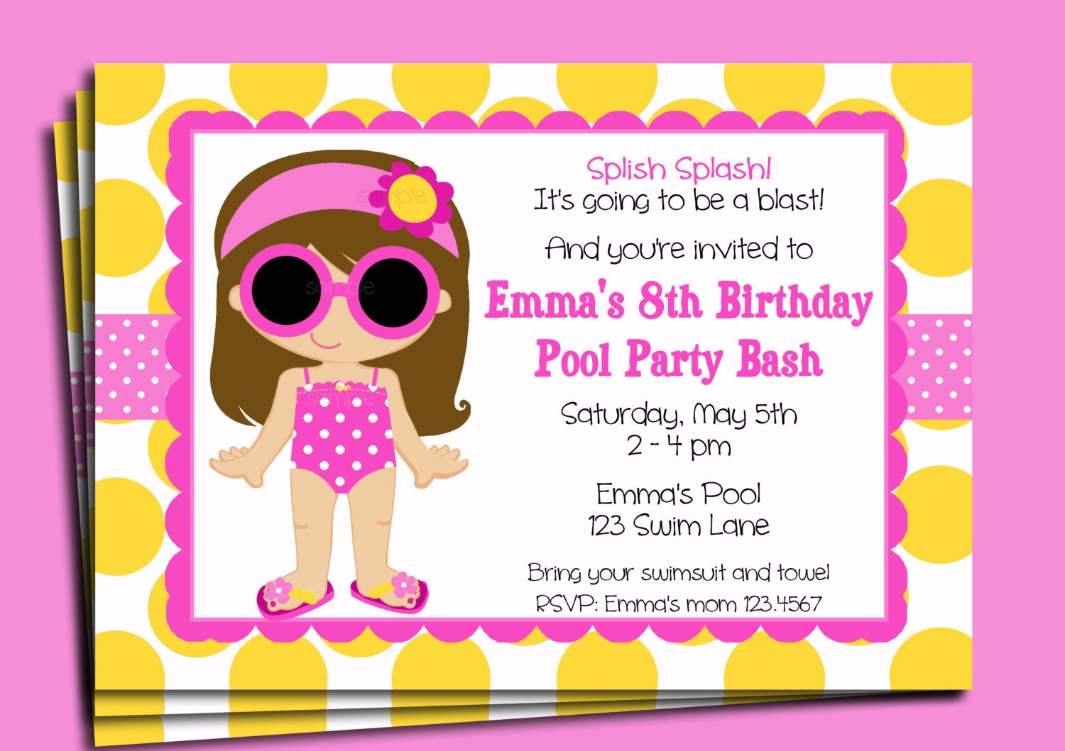 Pool Birthday Party Invitation Wording