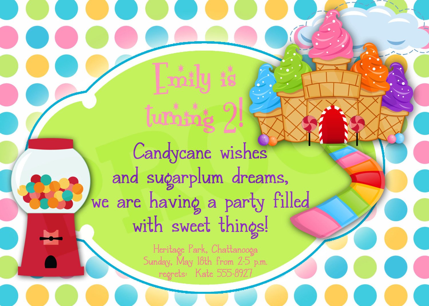 Printable Candyland Birthday, Printable Invitation, Girl Party