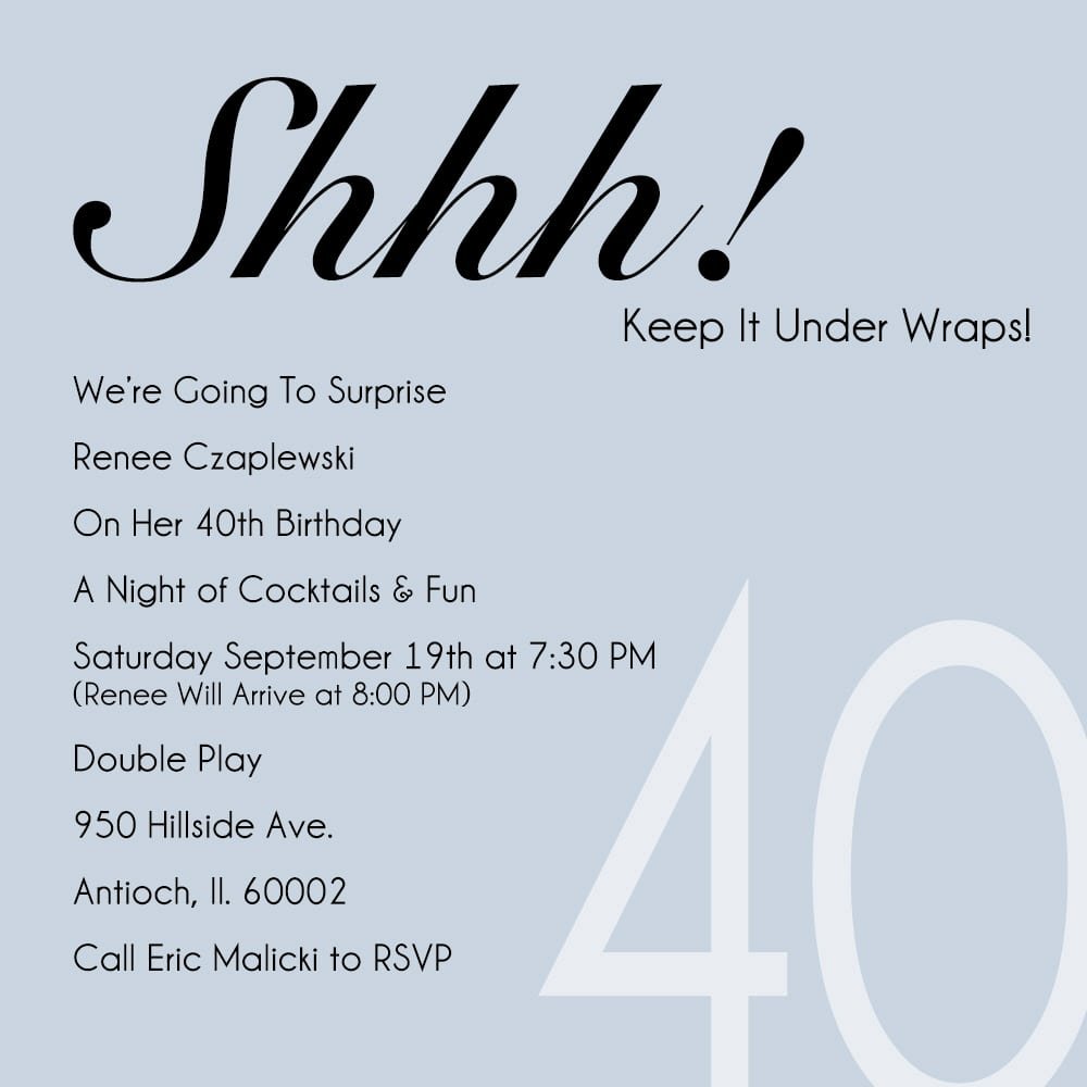 40th Bday Party Invites