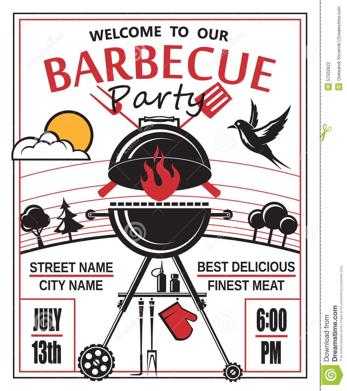 Barbecue Party Invitation Stock Vector