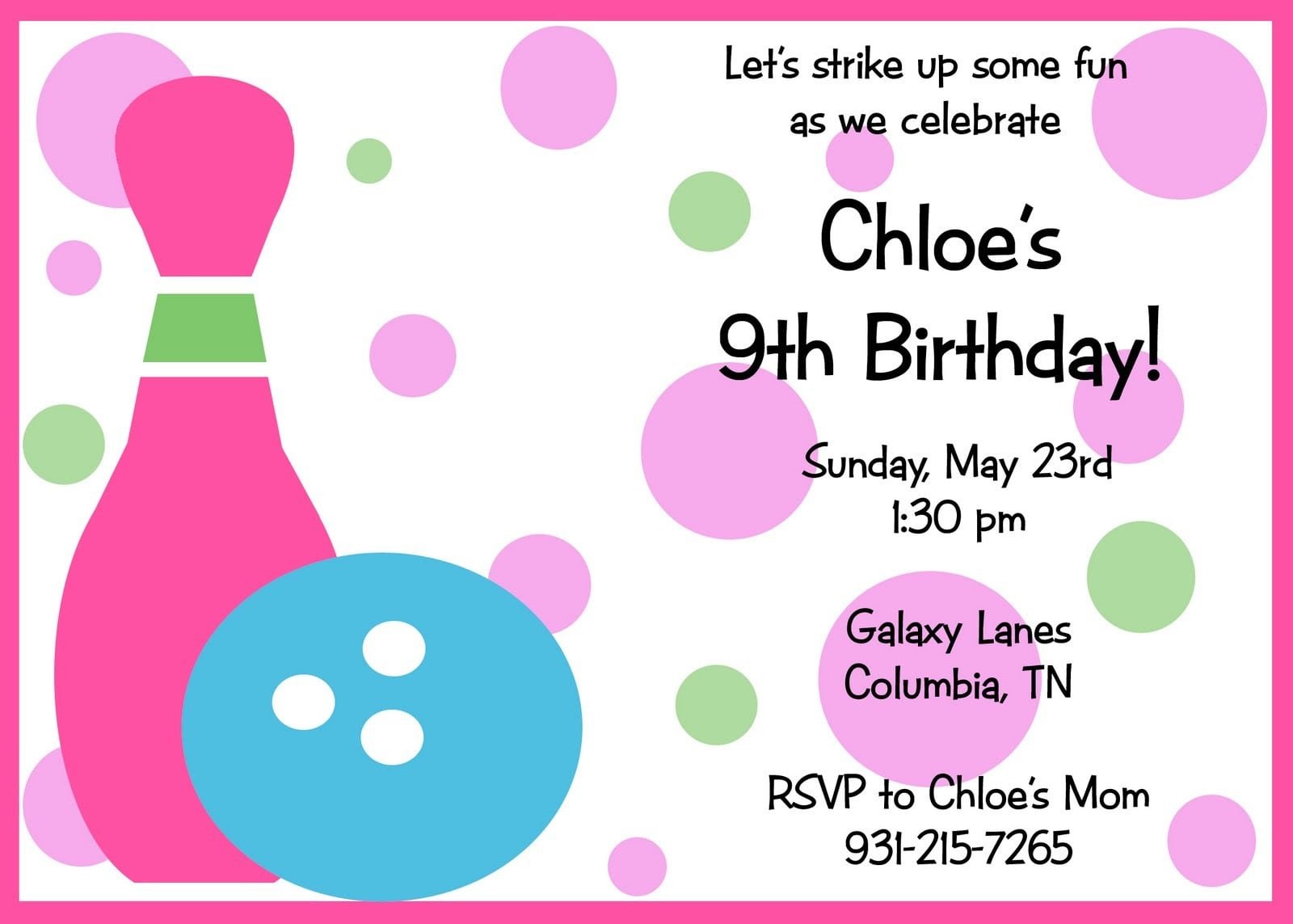 Birthday Party Invitations For Kids Free Templates