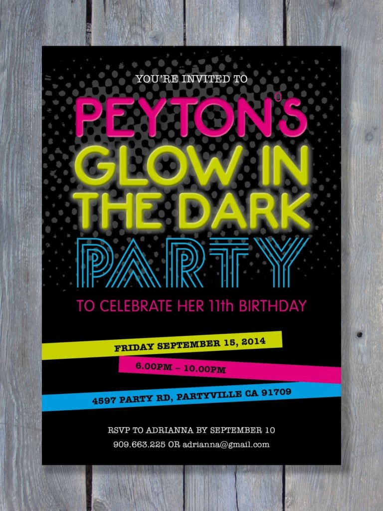 Black Light Party Invitation Ideas