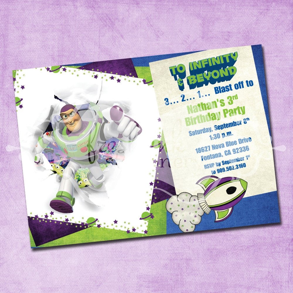 Buzz Lightyear Birthday Invitation By Freshinkstationery On Etsy