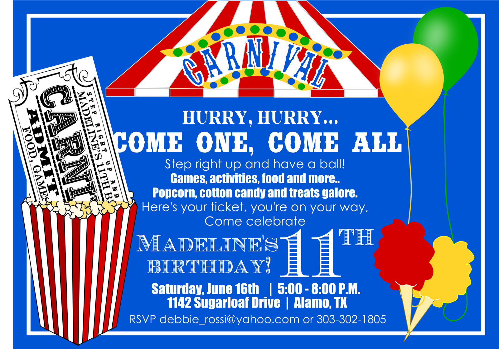 Carnival Birthday Party Invitations