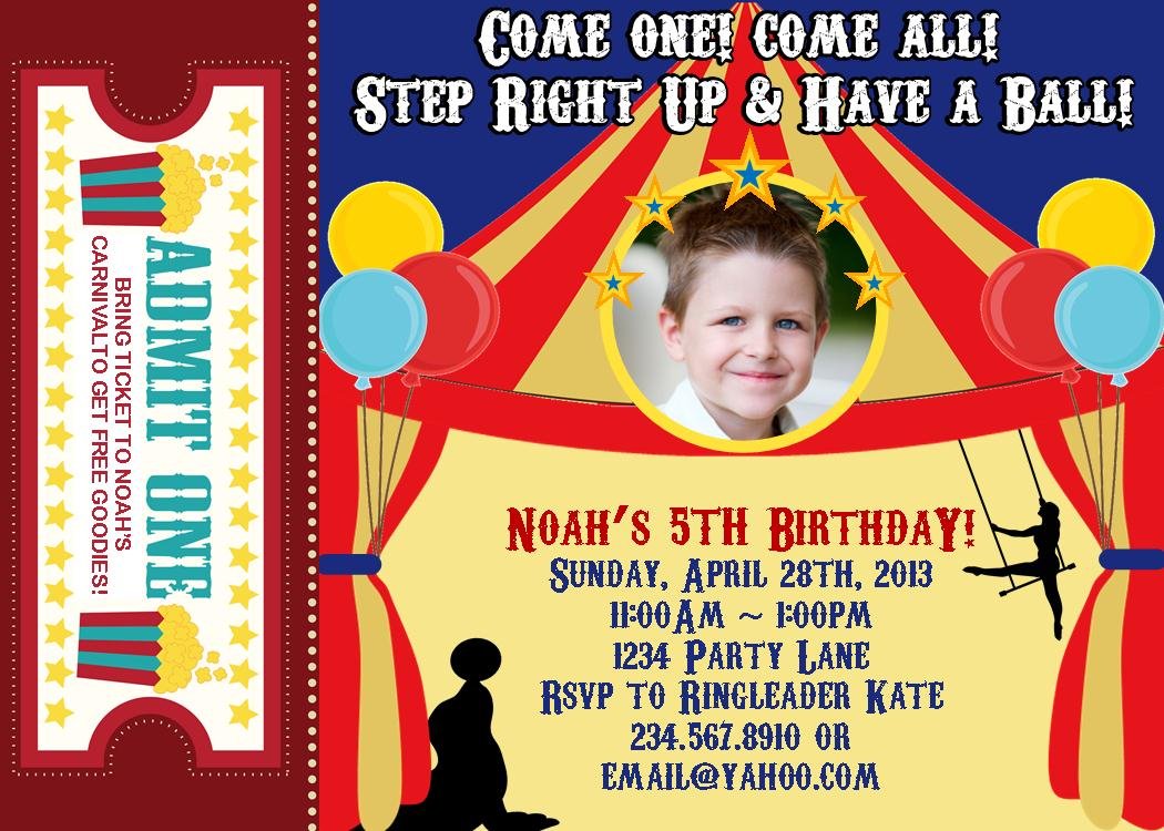 Carnival Birthday Party Invitations