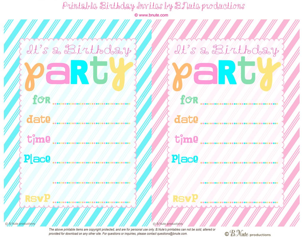 Free Birthday Party Invitations Printable Free Birthday Party