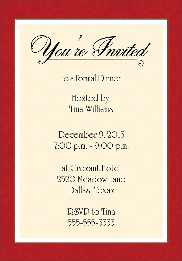 Free Dinner Party Invitation Template Cute Free Dinner Party