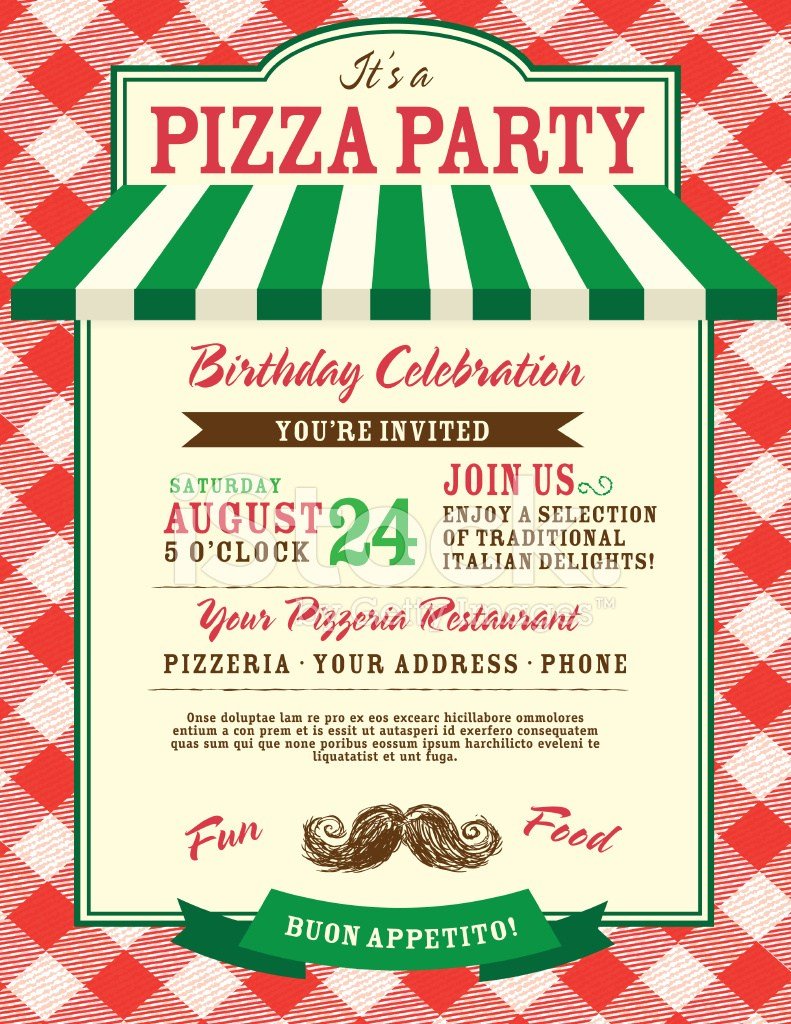 Free Download Invitation Template  Pizza And Birthday Party