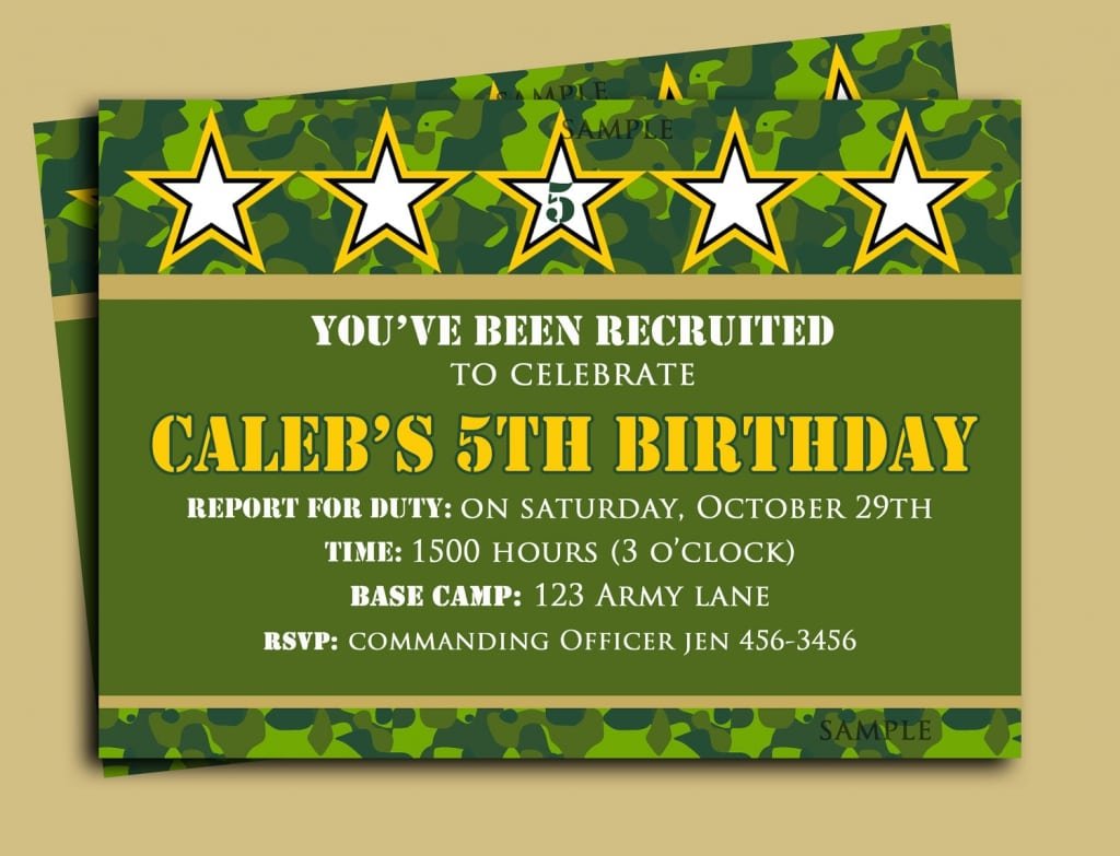 Free Printable Army Birthday Party Invitations  Obstacle Course