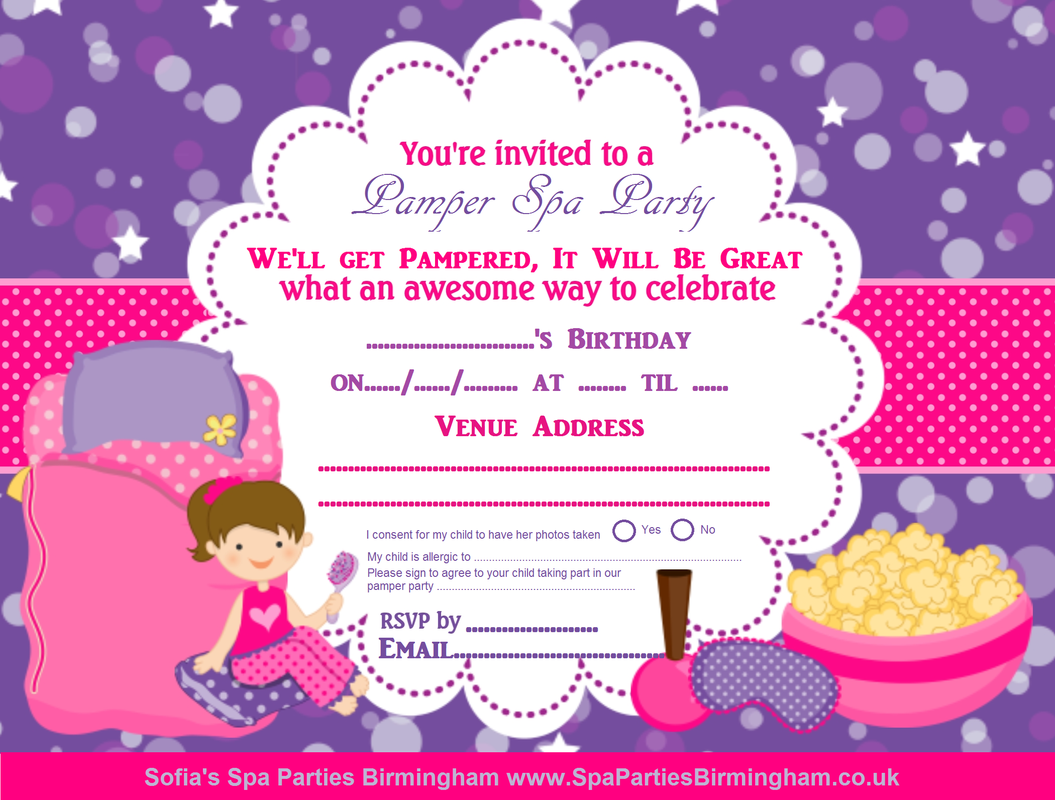 Girls Spa Party Invites