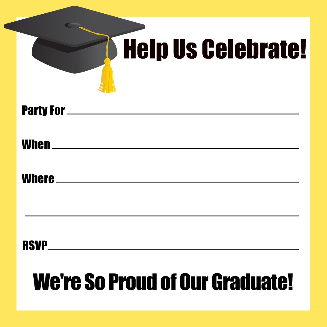 Graduation Cap Party Invitations Templates