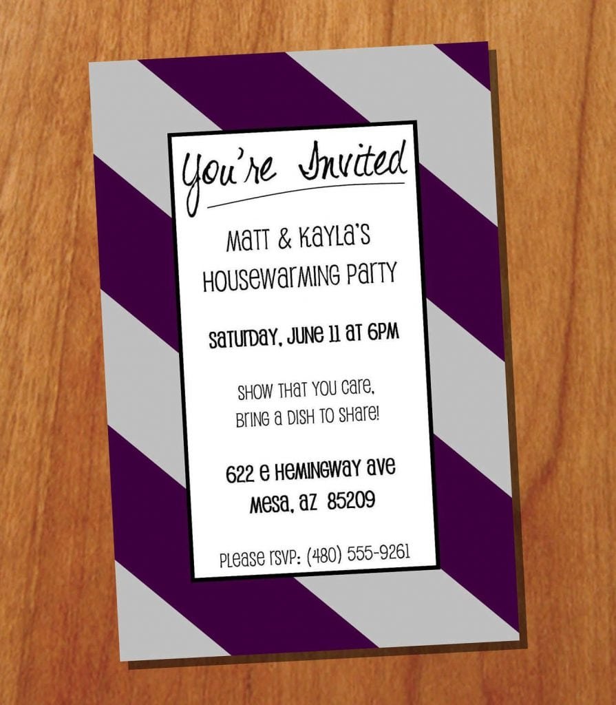 Housewarming Invitation Wording With Chevron Pattern Background