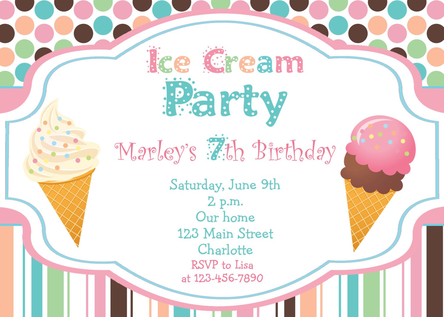 Ice Cream Party Invitations