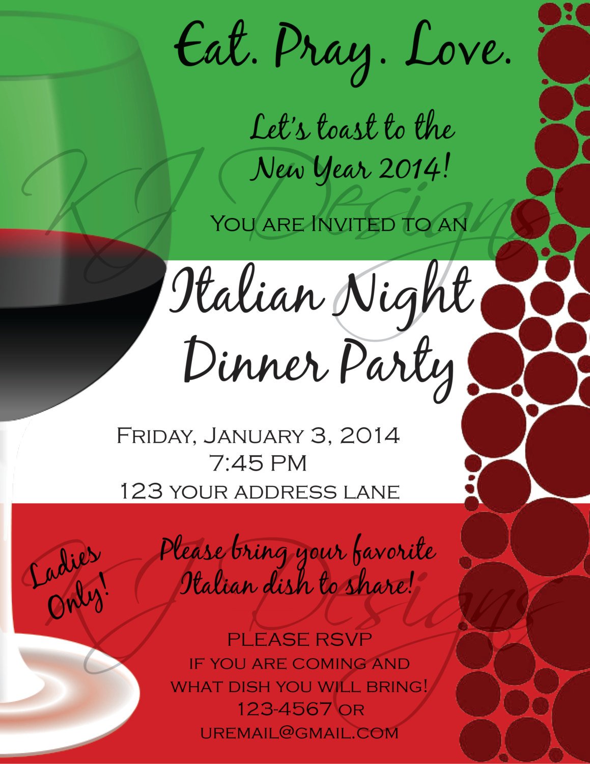 Italian Dinner Party Invitation Template