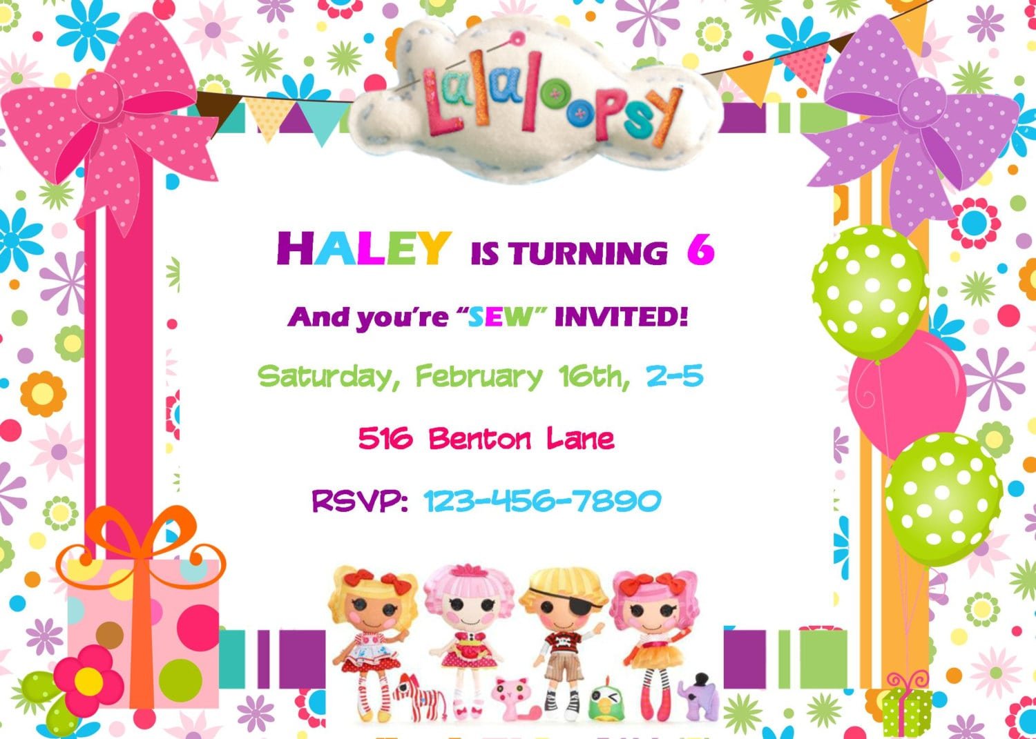 Lalaloopsy Party Invitation Birthday Party Baby Shower Digital