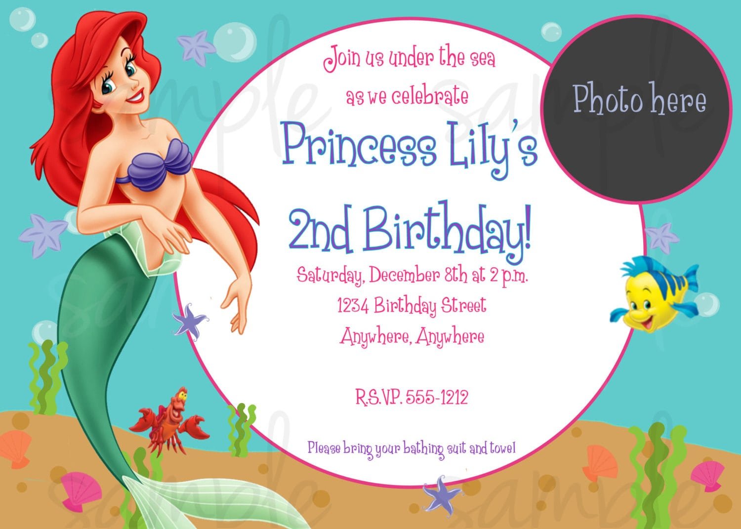 Little Mermaid Party Invitations