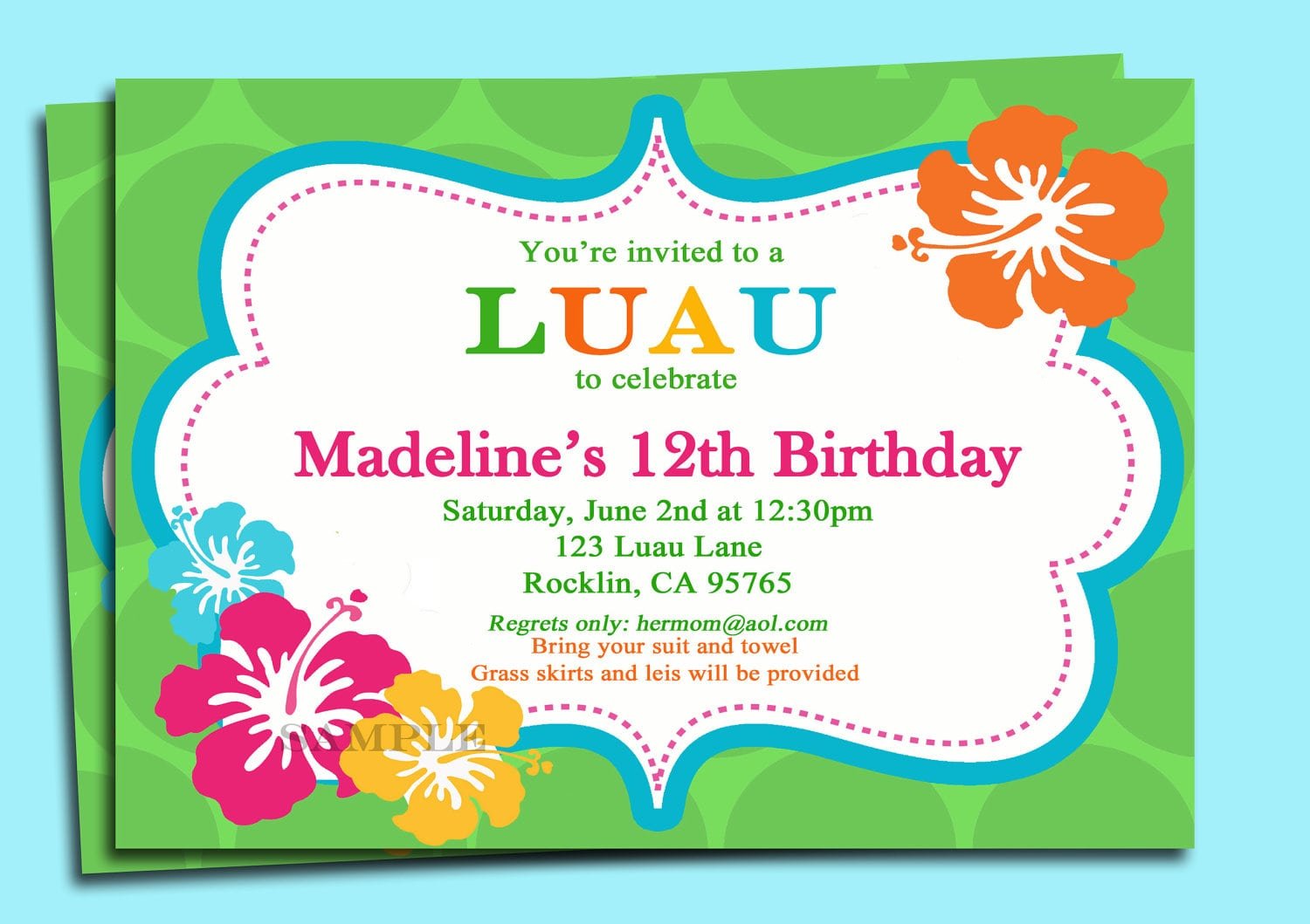 Luau Party Invitations