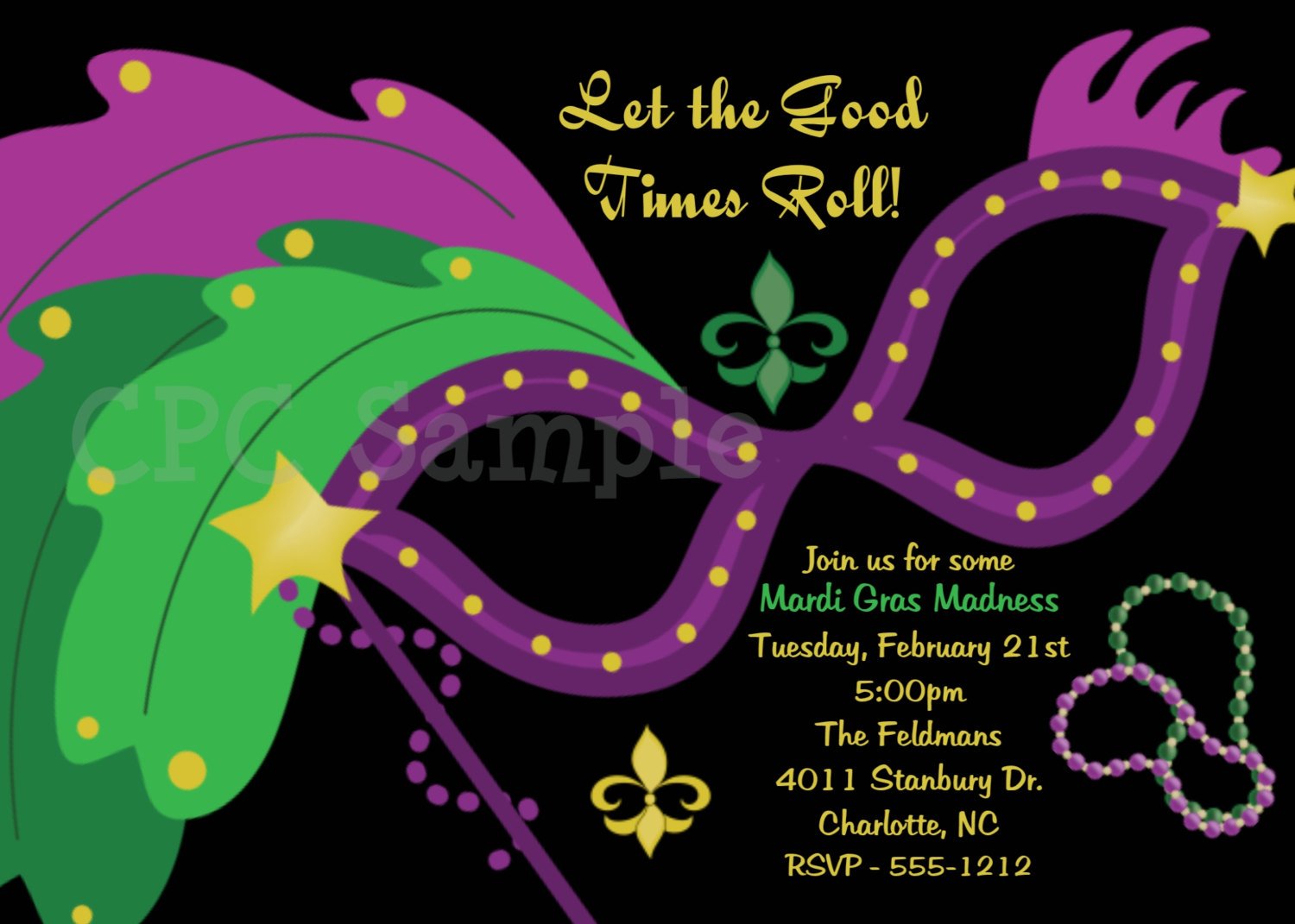 Mardi Gras Party Invitation