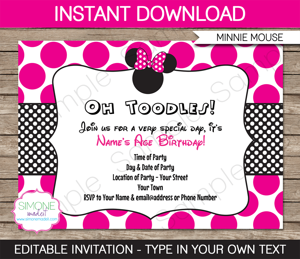 Minnie And Mickey Mouse Party Invitations