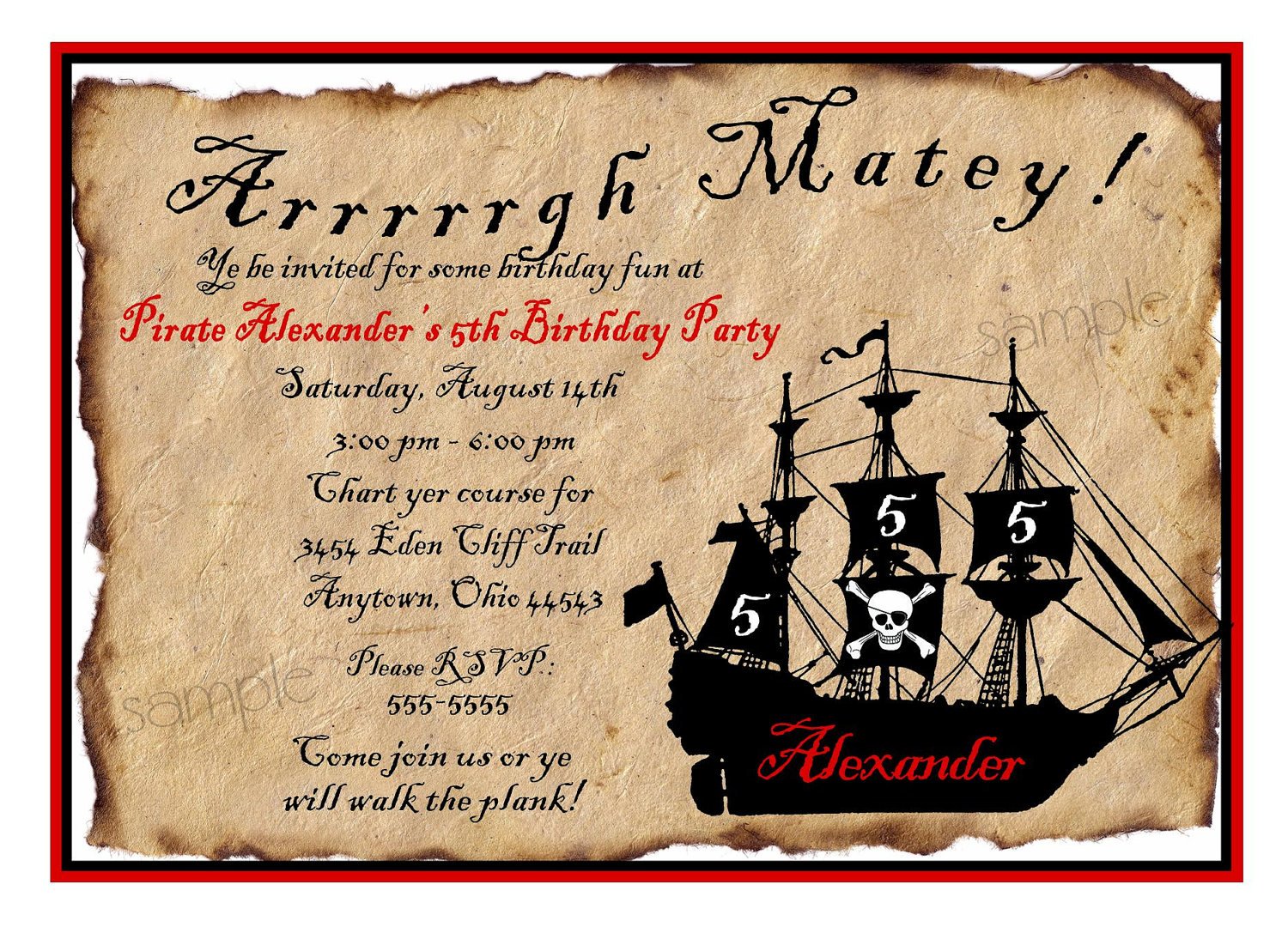 Pirate Party Invitations