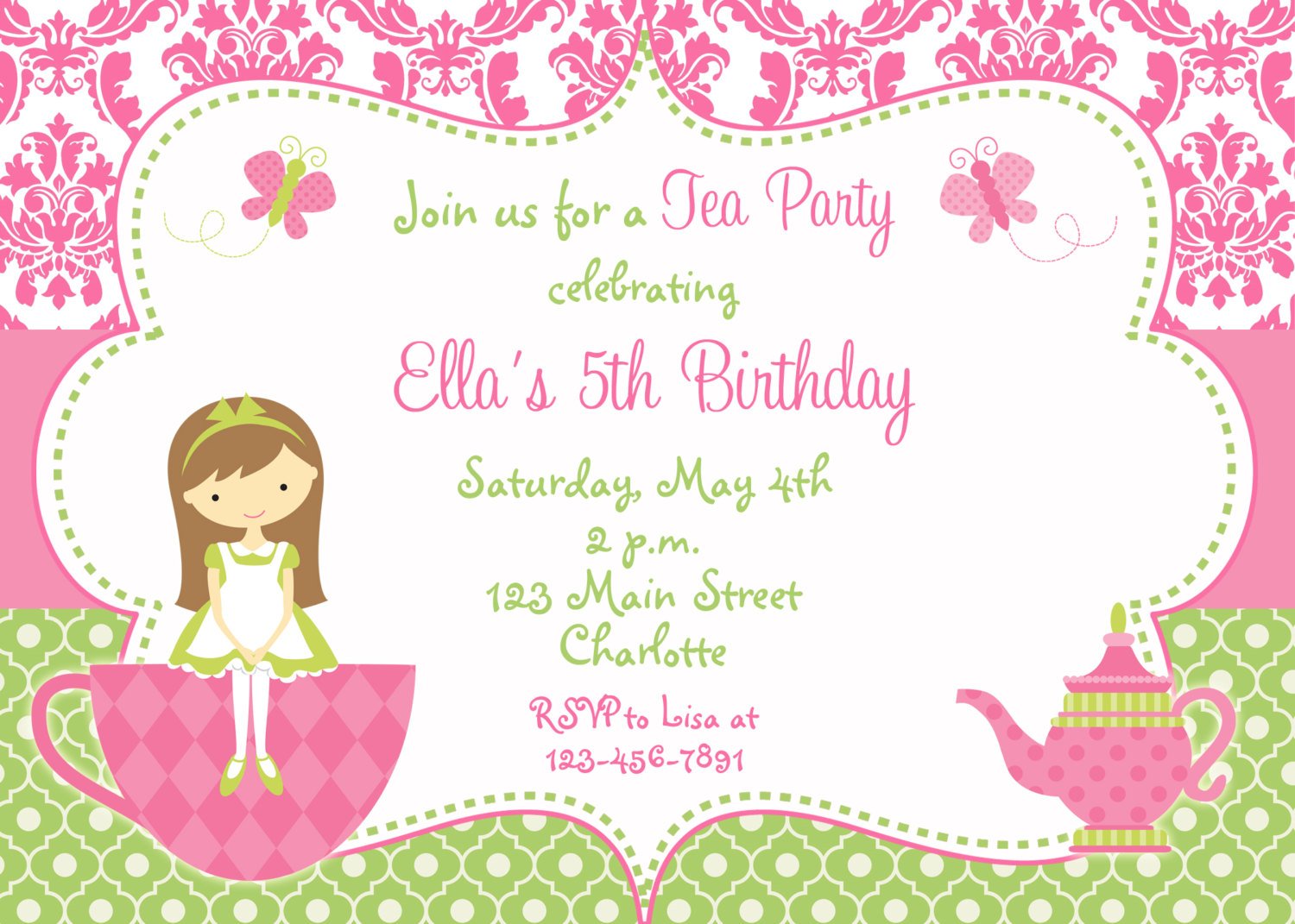 Princess Tea Party Invitations Uk