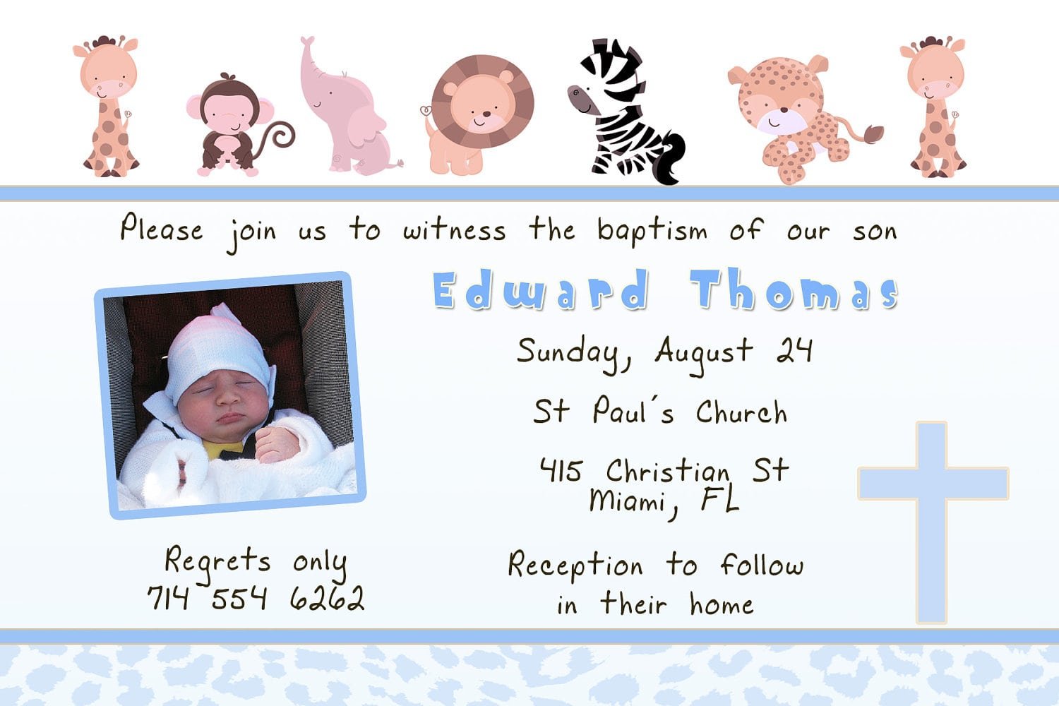 Printable Personalized Baptism Christening First Communion