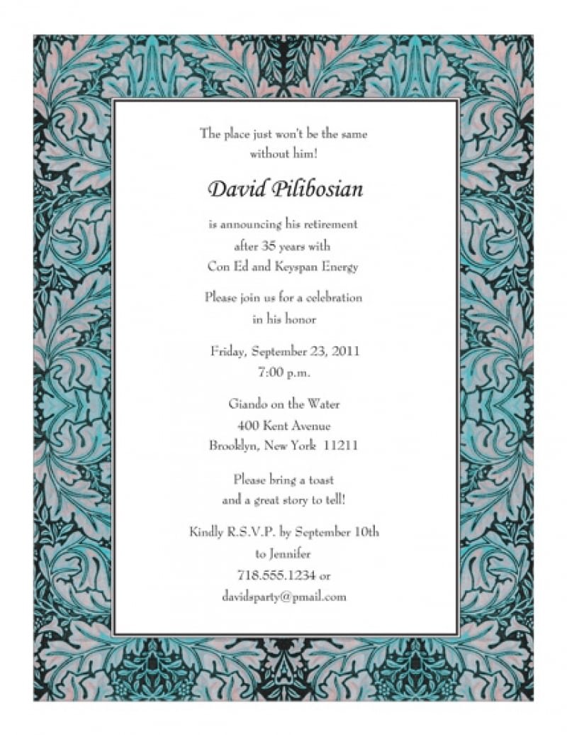 Sample Of Invitation Letter For Retirement Party