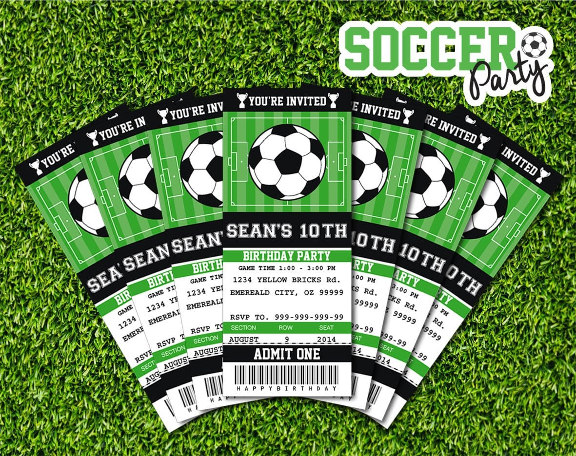 Soccer Invitation Soccer Birthday Soccer Party Ticket