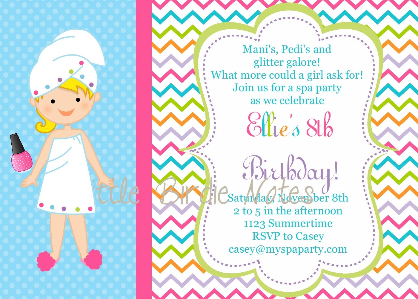 Spa Birthday Party Invitation Template