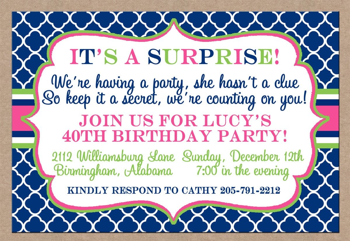 Surprise Birthday Invitations Wording