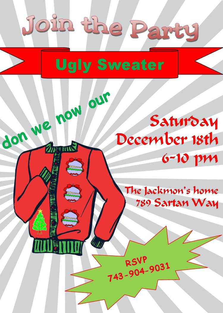 Ugly Sweater Christmas Party Invitations New For 2016