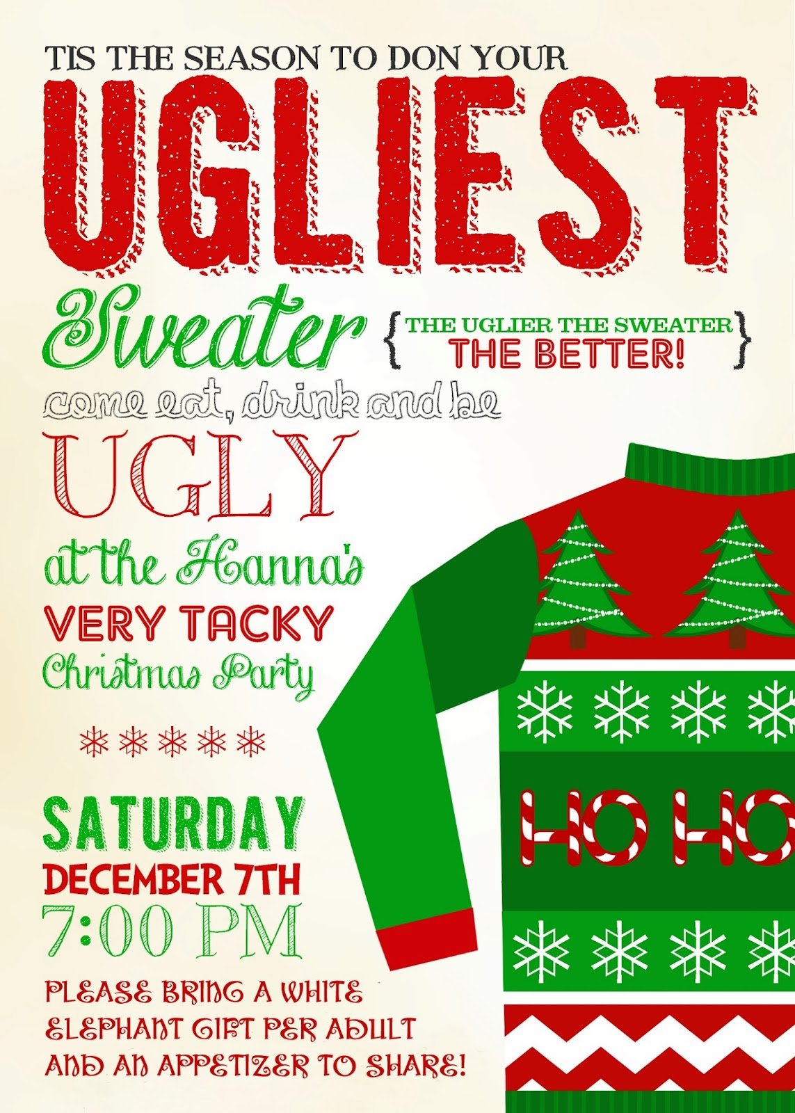 Ugly Sweater Christmas Party Invitations Wording