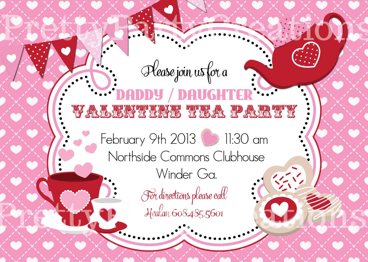 Valentine Tea Party Invitation You Print