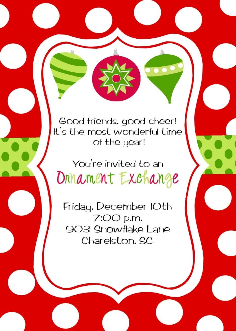 Wonderful Christmas Party Invitations Wording With Ornament