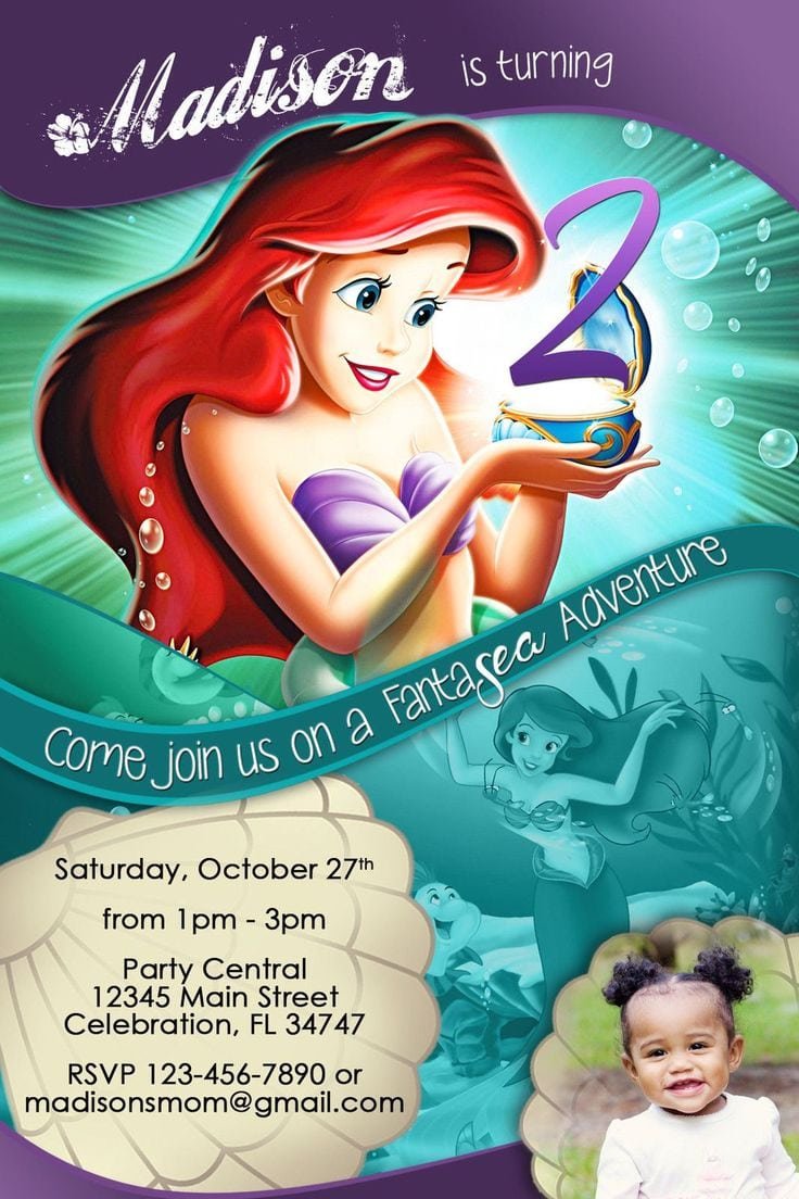 17 Best Ideas About Little Mermaid Invitations On Pinterest