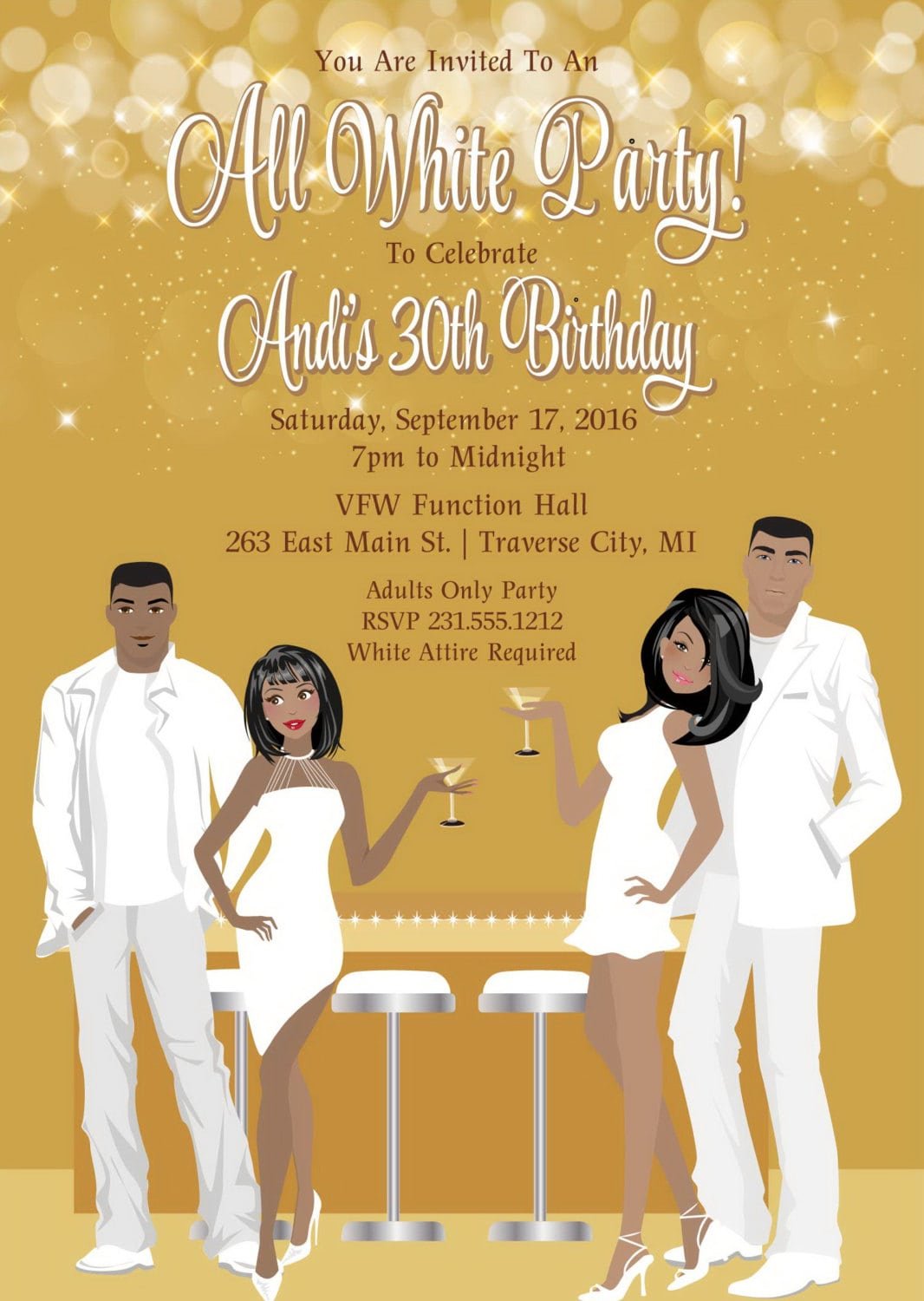 All White Party Invitation