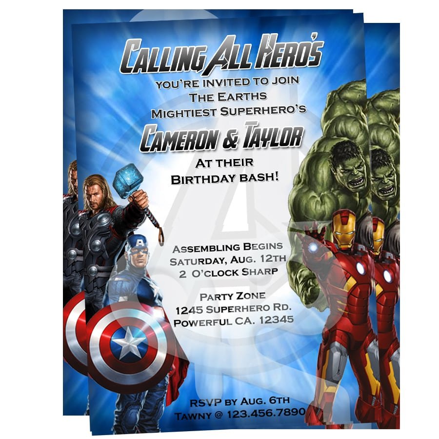 Avengers Birthday Party Invitations