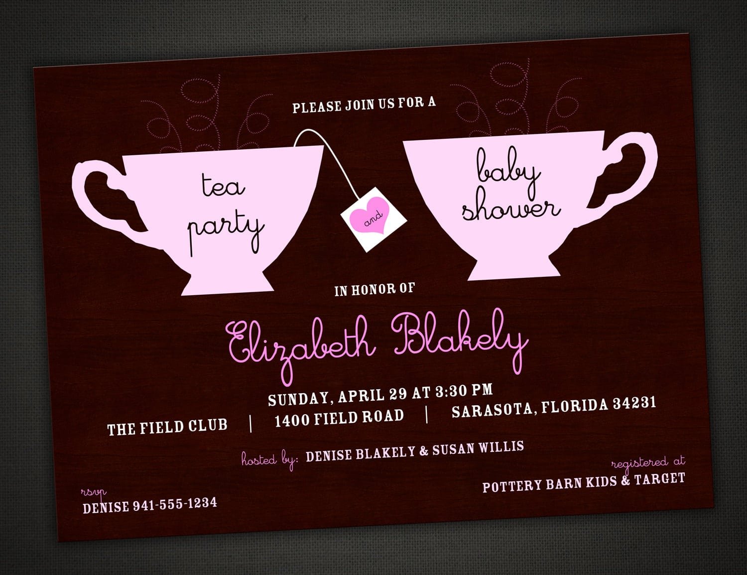 Baby Shower Tea Party Invitations