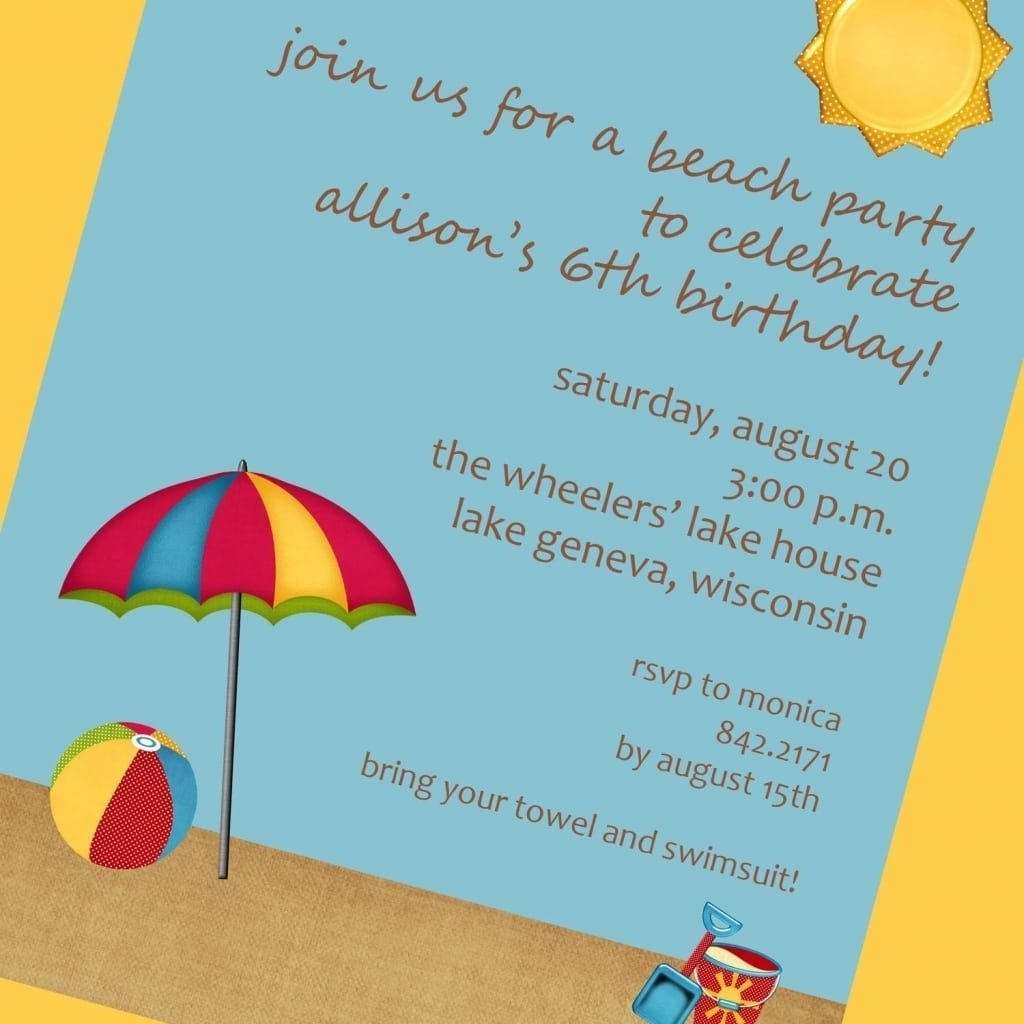 Beach Theme Party Invitation Template