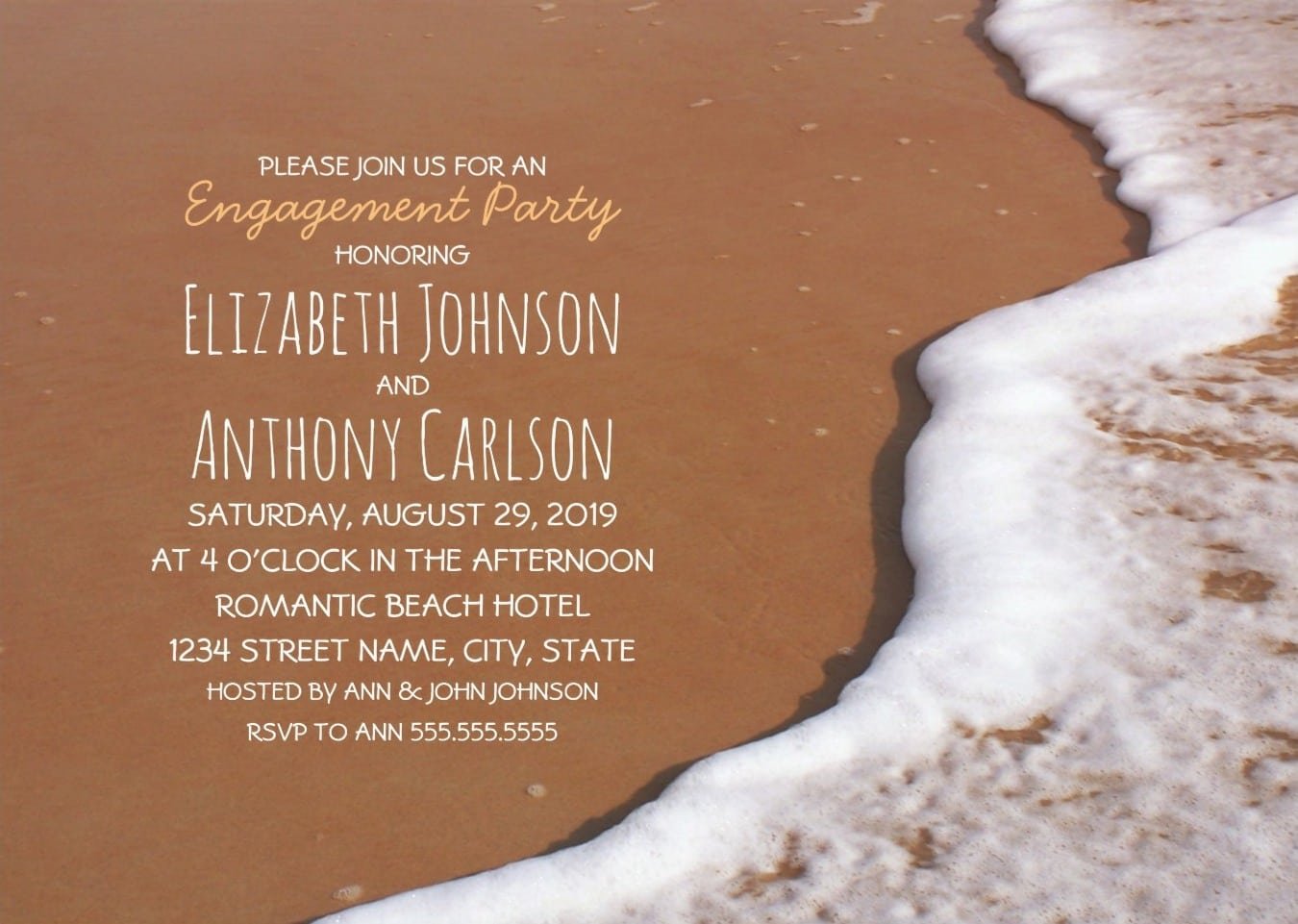 Beach Themed Engagement Party Invitation