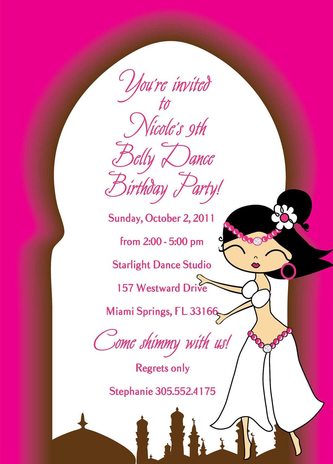 Belly Dance Girl Birthday Invite Pricing Includes Priority