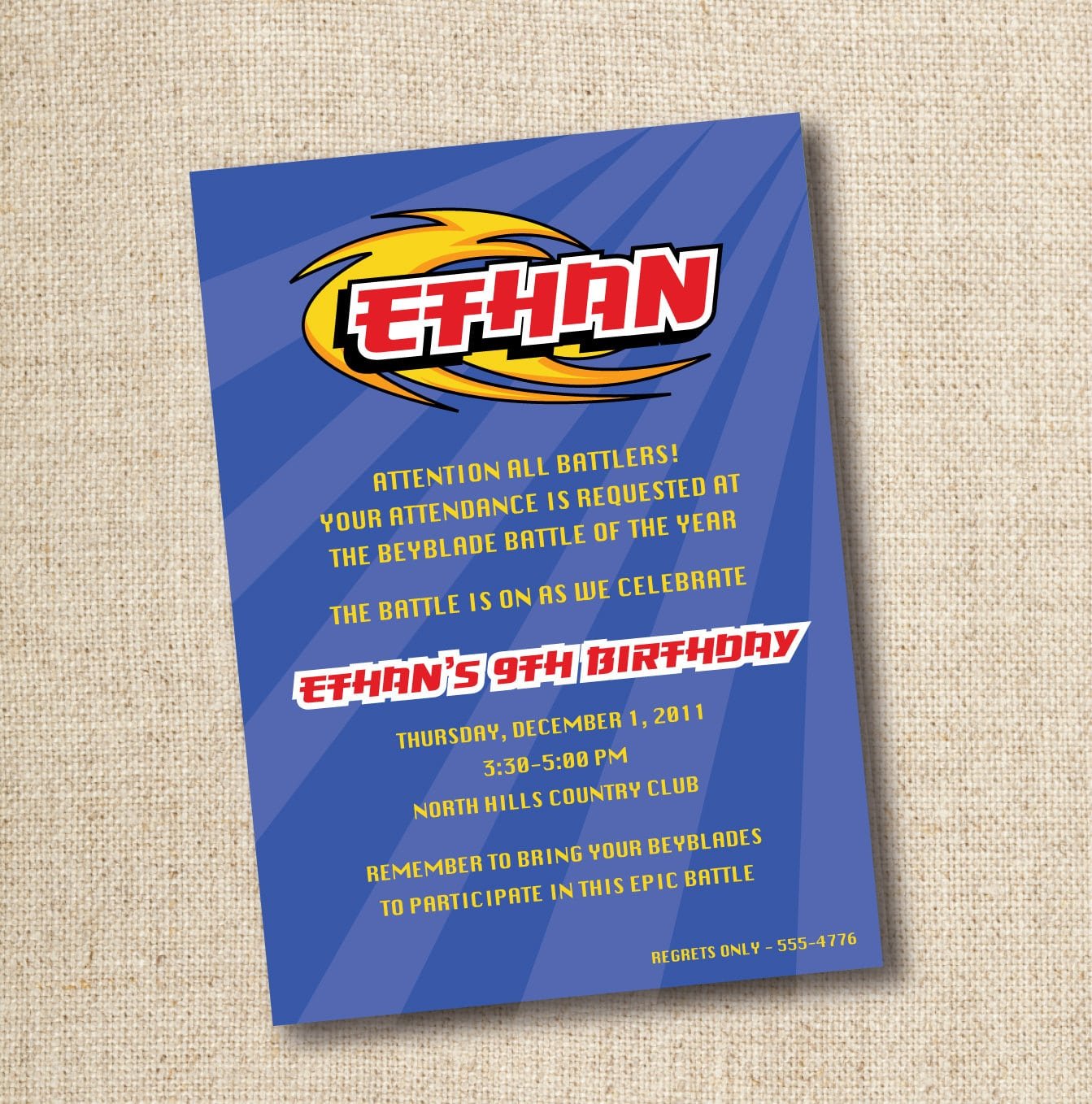 Beyblade Birthday Party Invitation (custom), Digital Or Printed